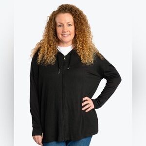 Lug Bolero Brushed Sweater Knit Zip-Up